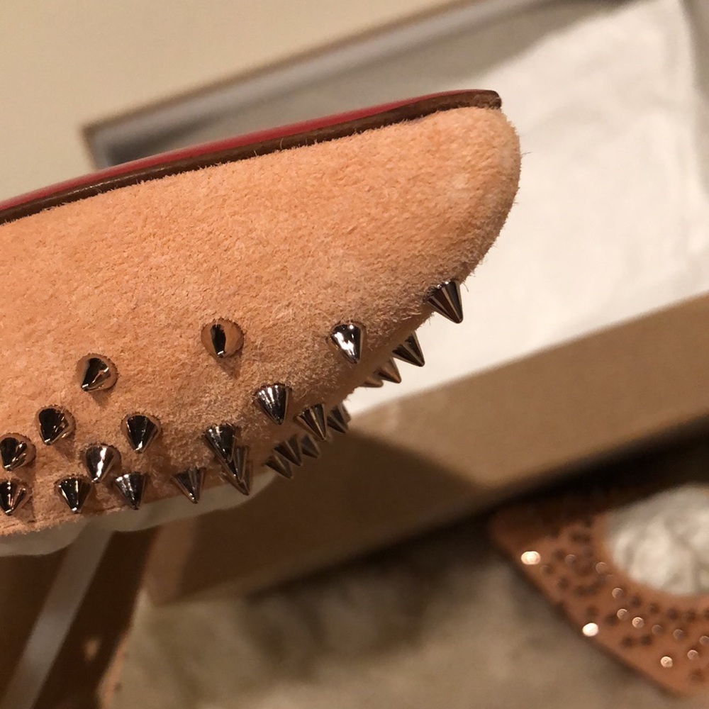 Christian Louboutin Paris Wacarpic 100 Velours Pink suede Pumps studs - Picture 16 of 16
